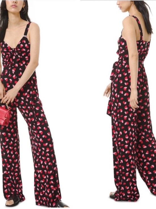 Michael Kors Pants - Michael’s Kors Women's Black Jumpsuit with Pink Heart Print
